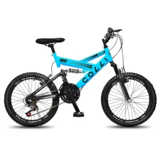 BICICLETA COLLI GPS  DUPLA SUSP FULL ARO 20 36R 21V  AZUL CHAMPANHE  D
