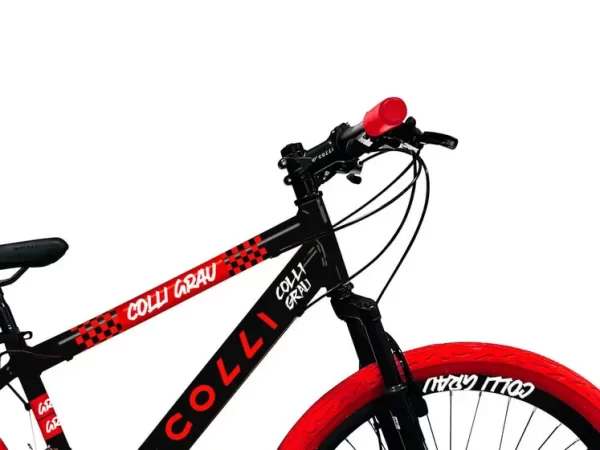 BICICLETA ARO 26 COLLI GRAU FREIO DISCO 21V PRETO FOSCO / VERMELHO D