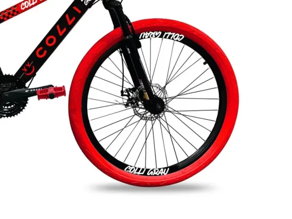 BICICLETA ARO 26 COLLI GRAU FREIO DISCO 21V PRETO FOSCO / VERMELHO D
