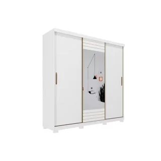 ROUPEIRO BUZIOS 3 PORTAS SLIDE COM KIT 2 ESPELHOS BRANCO