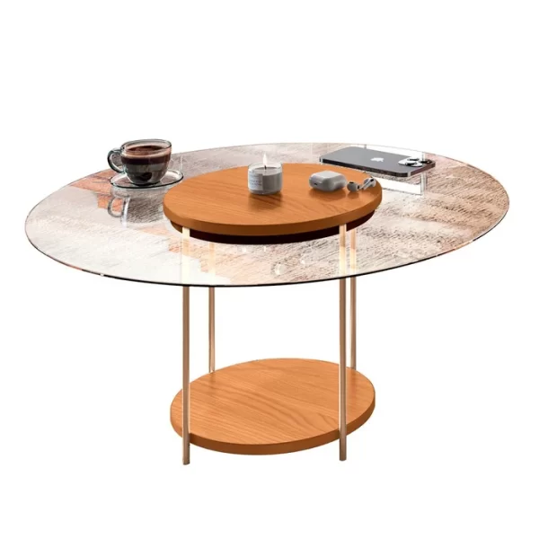 MESA CENTRO SKY TAMPA DE VIDRO – CINAMOMO