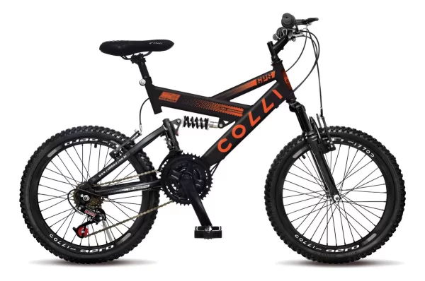 BICICLETA COLLI GPS  DUPLA SUSP FULL ARO 20 36R 21V  PRETO FOSCO / LARANJA