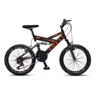 BICICLETA COLLI GPS  DUPLA SUSP FULL ARO 20 36R 21V  PRETO FOSCO / LARANJA