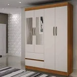 ROUPEIRO PORTO 4 PORTAS COM KIT 2 ESPELHOS CINAMOMO/OFF WHITE
