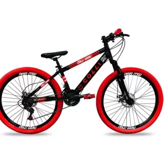 BICICLETA ARO 26 COLLI GRAU FREIO DISCO 21V PRETO FOSCO / VERMELHO D
