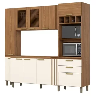 Kit Cozinha Compacta com Tampo e Fundo BC01 Nature/Off White
