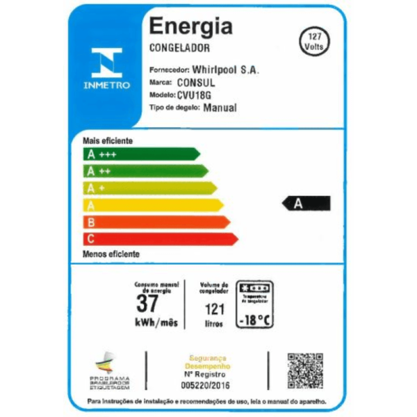 FREEZER. V. CONSUL. 121L CVU18G 110V