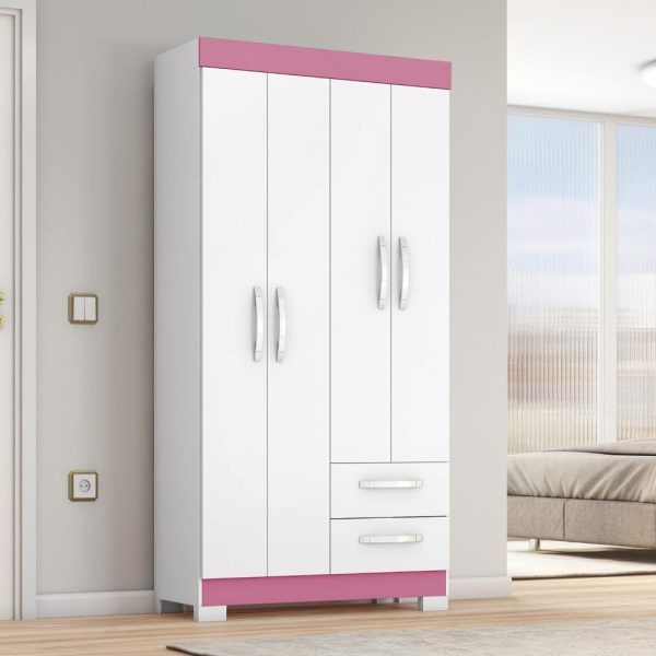 GUARDA ROUPA NT 6010 BRANCO NEW/ROSA BRANCO REF 129