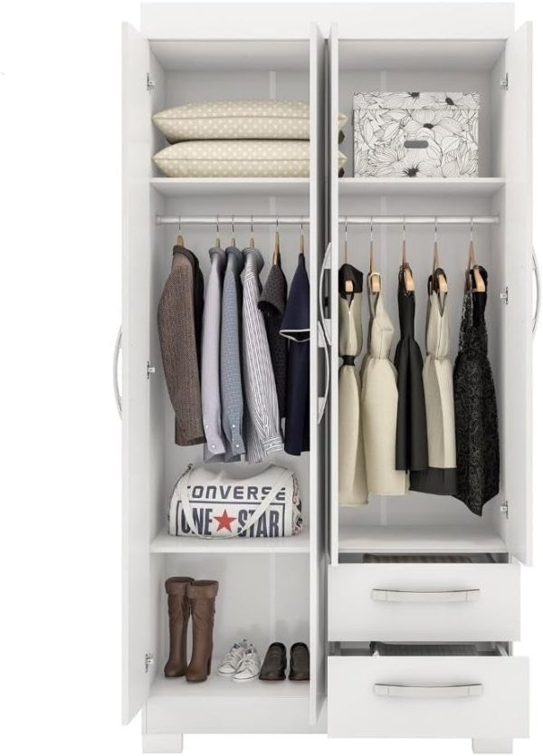 GUARDA ROUPA NT 6010 BRANCO NEW/ROSA BRANCO REF 129