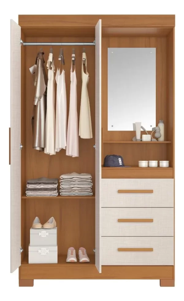 GUARDA ROUPA NT 6020 FREIJO TREND/OFF WHITE TX FREIJO