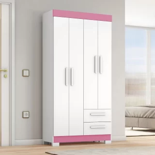 GUARDA ROUPA NT 6010 BRANCO NEW/ROSA BRANCO REF 129