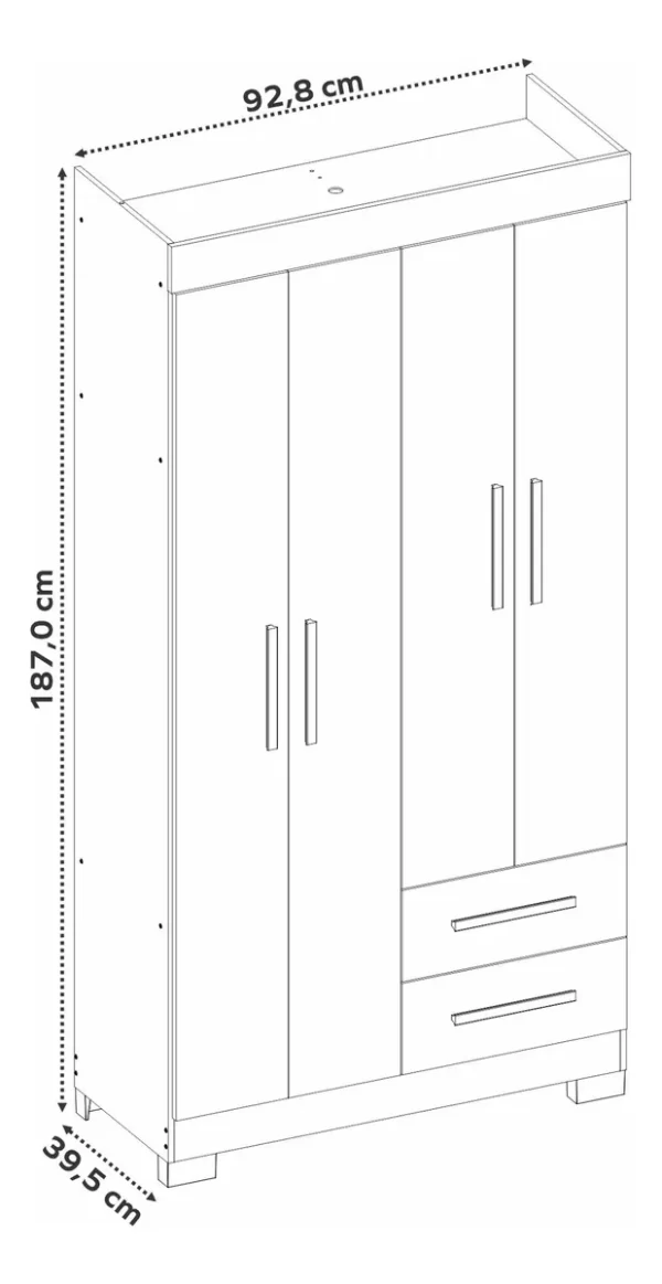 GUARDA ROUPA NT 6010 BRANCO NEW/ROSA BRANCO REF 129