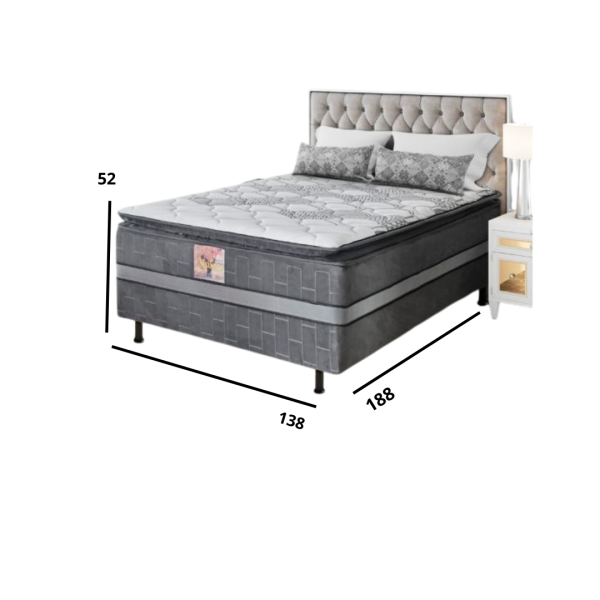 COLCHÃO BOX MAKRO D-28 1,88X1,38X0,52M TEC TAMPO:BOLA GRAFITE 195 C/PILLOW ORTOPILLOW TEC LAT COL:GRAFITE LISO 85
