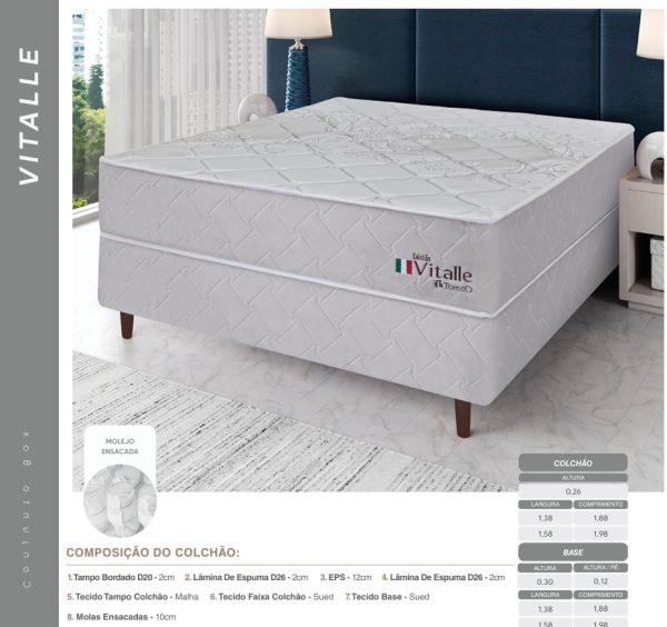 CONJ. BOX VITALLE M.ENSACADA 1,88X1,38X0,56M TEC TAMPO:MALHA ONDAS MARROM 593 S/PILLOW TEC LAT COL:SUED MARRON 754
