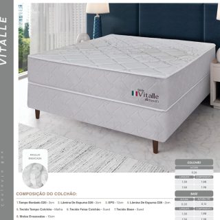 CONJ. BOX VITALLE M.ENSACADA 1,98X1,58X0,56M TEC TAMPO:MALHA ONDAS MARROM 593 S/PILLOW TEC LAT COL:SUED BEGE 147