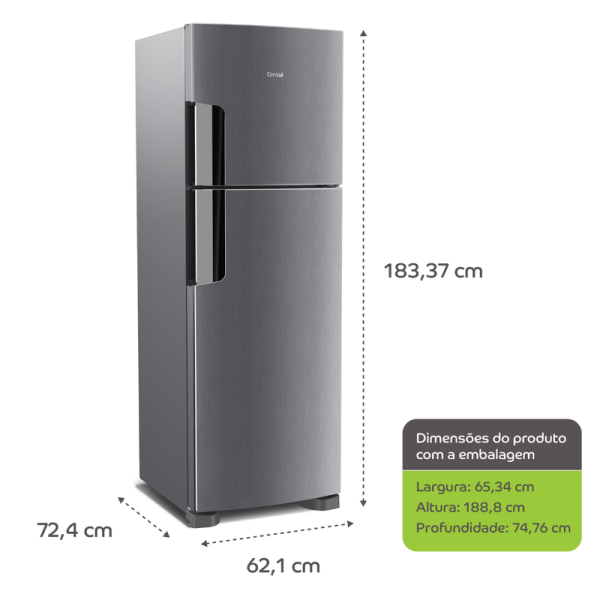 REFRIGERADOR CONSUL CRM44AK F.FREE 386L CRM44AKANA Inox 127 V