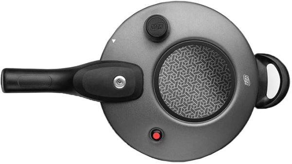 PANELA DE PRESSAO COR GRAFITE COM VISOR DE VIDRO FECHAMENTO EXTERNO N.20 / 4,5L SUPERIOR – DE ALUMINIO COM ANTIADERENTE