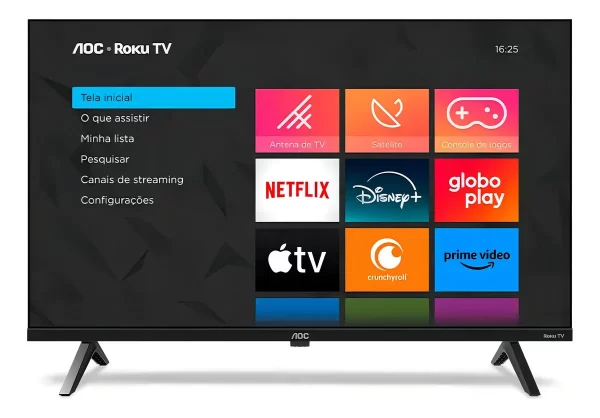 TV 40″ AOC SMART ROKU DLED HD 40S5045/78 40S5045/78G Preto Bivolt