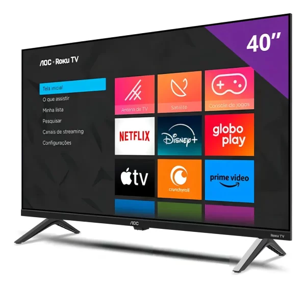 TV 40″ AOC SMART ROKU DLED HD 40S5045/78 40S5045/78G Preto Bivolt