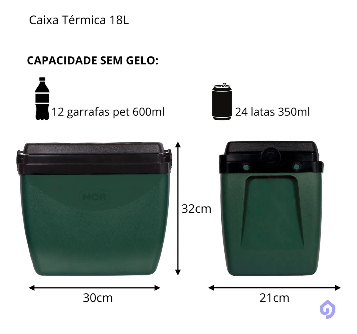 CAIXA TERMICA 18L VERDE C PRETO
