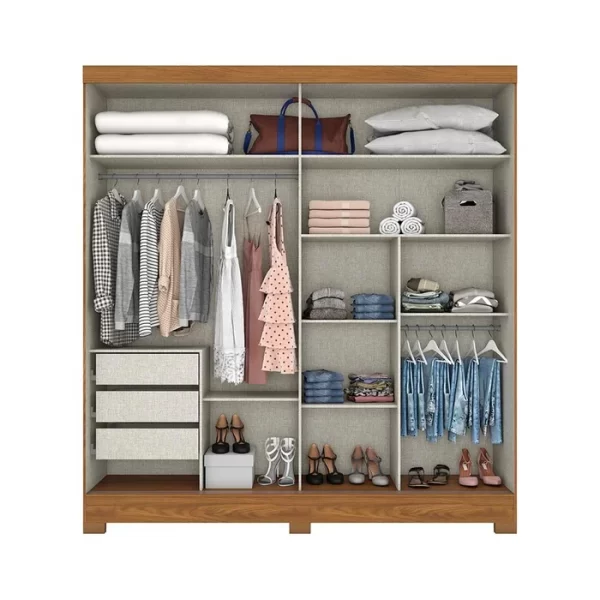 Roupeiro 2 Pts Deslizantes Nature/Off White