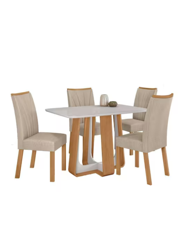 MESA COMPLETA 1,20 TESSERA – C/VIDRO 1200X800X4 SERIGRAFADO AMENDOA CLEAN/OFF WHITE V