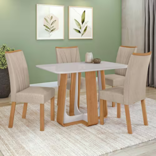 MESA COMPLETA 1,20 TESSERA – C/VIDRO 1200X800X4 SERIGRAFADO AMENDOA CLEAN/OFF WHITE V