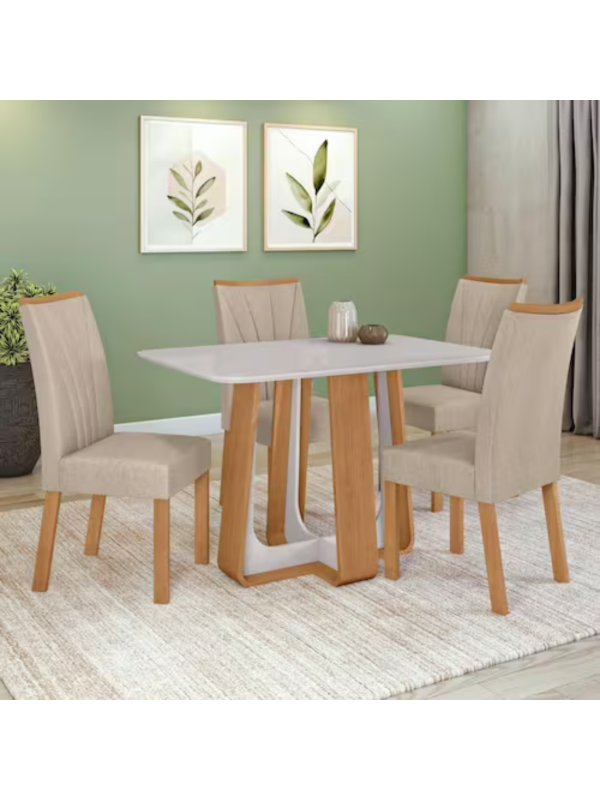 MESA COMPLETA 1,20 TESSERA – C/VIDRO 1200X800X4 SERIGRAFADO AMENDOA CLEAN/OFF WHITE V