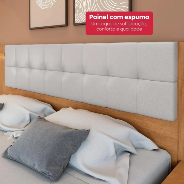 CABECEIRA BOX LOPAS 1,60 CALITAN 2023 – TECIDO CORANO BEGE C/LED AMENDOA CLEAN