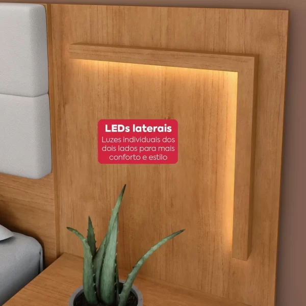 CABECEIRA BOX LOPAS 1,60 CALITAN 2023 – TECIDO CORANO BEGE C/LED AMENDOA CLEAN
