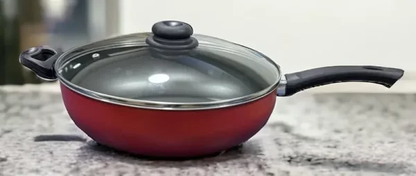PANELA WOK RAMOS  N. 30 ANTIAD. COBRE C/ ROTOPRINT PRETA E TAMPA DE VIDRO