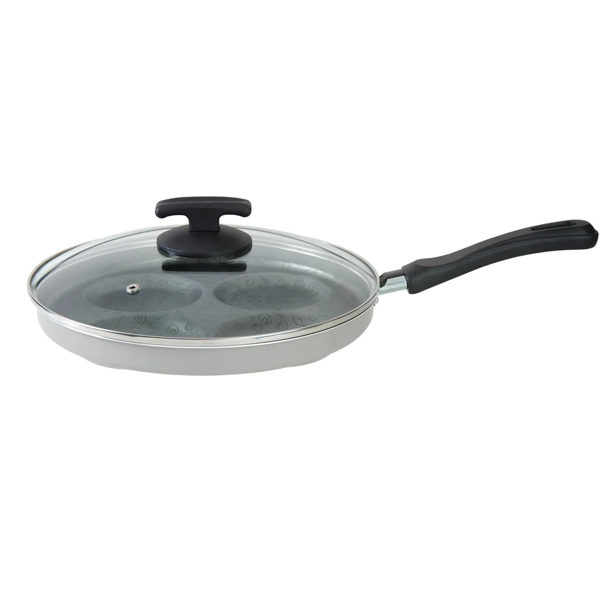 FRIGIDEIRA RAMOS 4 OVOS ANTIAD. CINZA/ GRAFITE C/ ROTOPRINT PRETO E TAMPA DE VIDRO