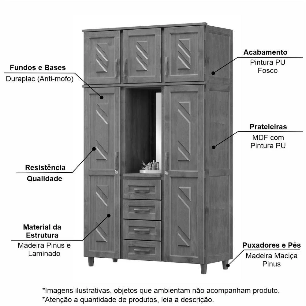 ROUPEIRO 3 PORTAS SANTIAGO IMBUIA CAVAZOTTO