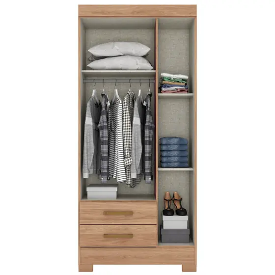 BE16-198 ROUPEIRO 03 PORTAS 2 GAVETAS COM PÉS JEQUITIBA