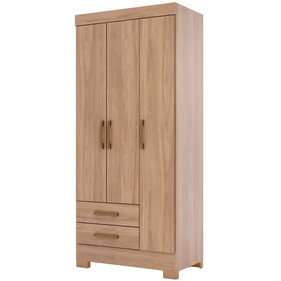 BE16-198 ROUPEIRO 03 PORTAS 2 GAVETAS COM PÉS JEQUITIBA