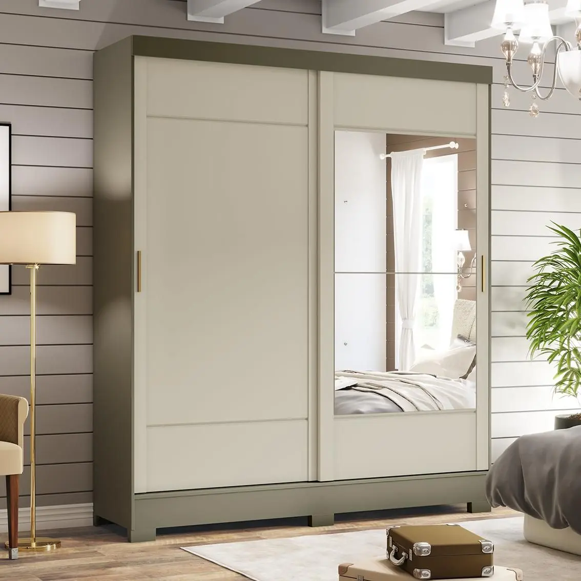 B74-35 Roupeiro 02 Portas Deslizantes Duna/Cristal