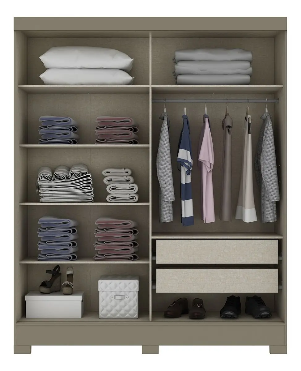 B74-35 Roupeiro 02 Portas Deslizantes Duna/Cristal