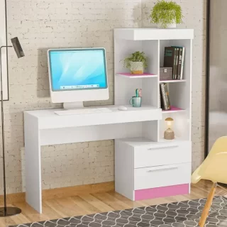 MESA OFFICE NT 2010  REF 129 BRANCO/ROSA