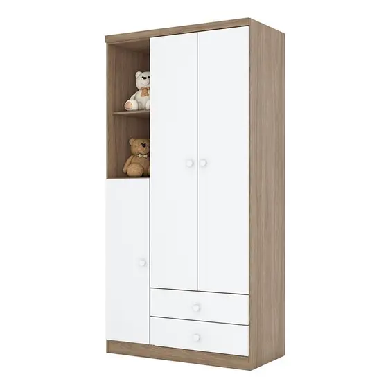 Roupeiro Bala de Menta 3 Pts Rustico/Branco