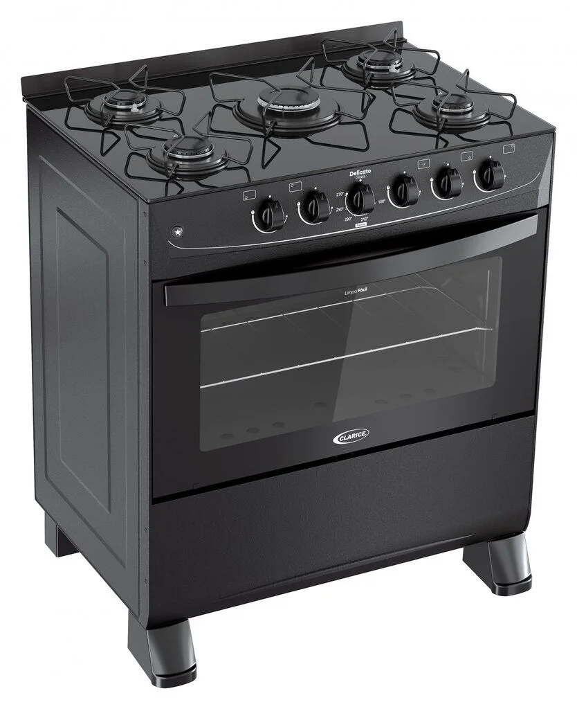 FOGÃO GÁS DELICATO PLUS 5B – PRETO FOSCO