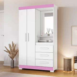 GUARDA ROUPA NT 6020 REF 129 BCO NEW/ROSA