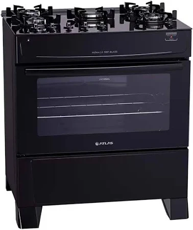 FOGÃO GÁS 5Q MONACO TOP GLASS PRETO