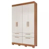 ROUPEIRO PORTO 4 PORTAS COM KIT 2 ESPELHOS CINAMOMO/OFF WHITE