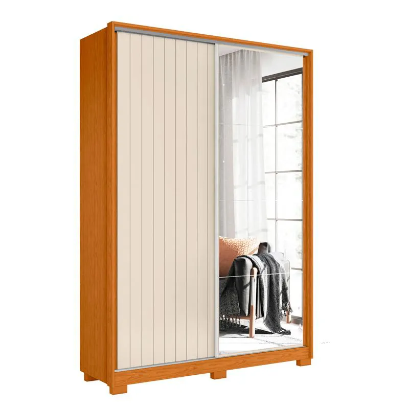 GUARDA ROUPA FRIZATTO 4 C ESPELHO CINAMOMO/OFF WHITE (FLEX)