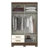 Roupeiro 04 Portas 02 Gavetas com Pes Castanho HP/OFF White