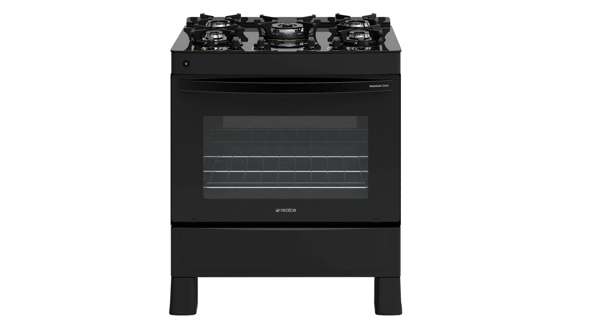 FOGAO A GAS REALCE PREMIUM GLASS 5Q PRETO