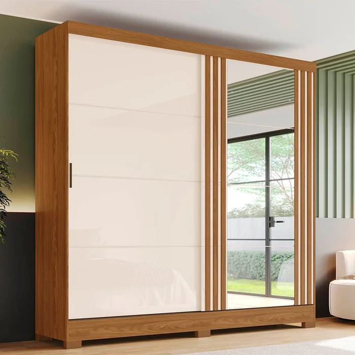 B352-127 Roupeiro 2 Pts Deslizantes Nature/Off White