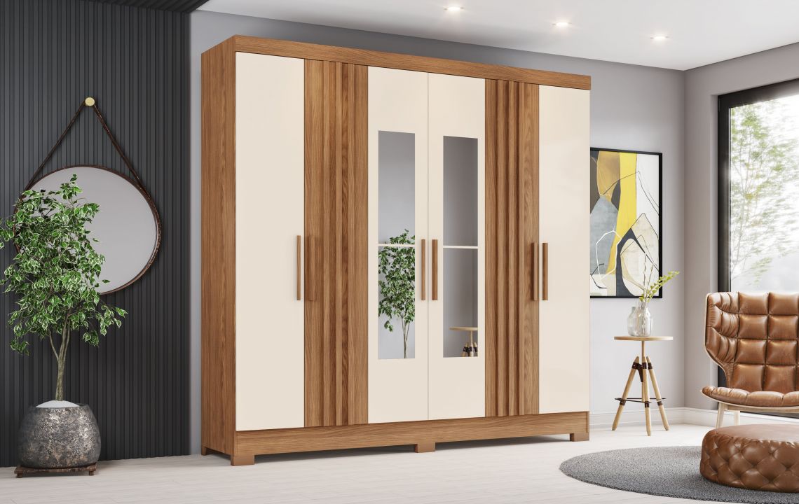 Roupeiro 06Portas 03Gav Nature/Off White B375-127