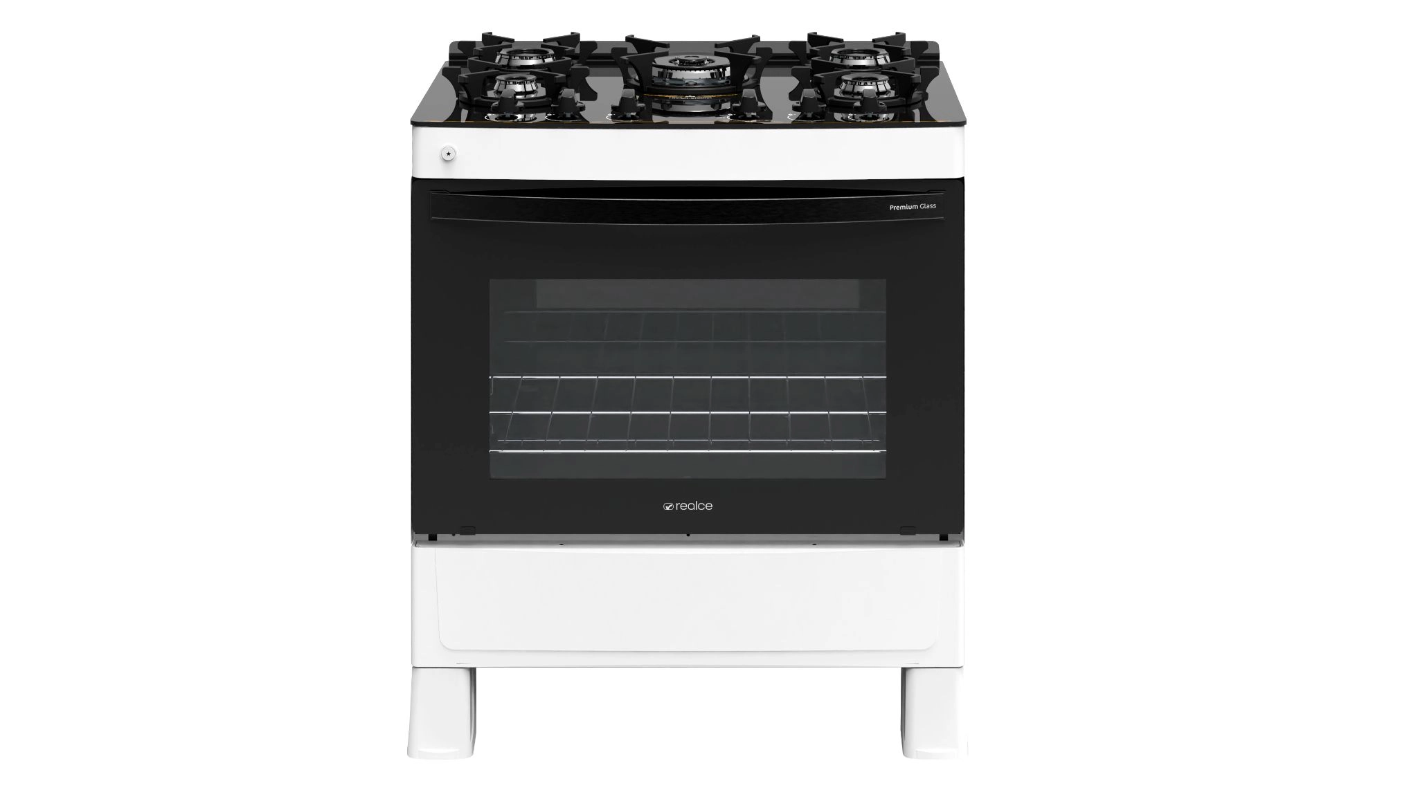 FOGAO A GAS REALCE PREMIUM GLASS 5Q BRANCO
