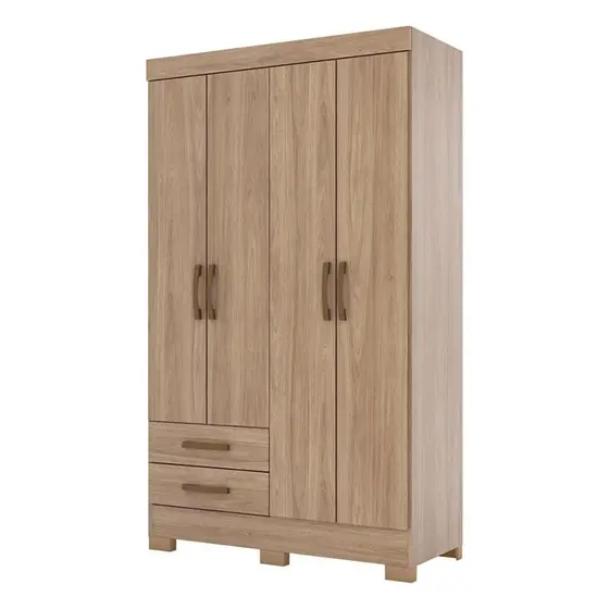 Roupeiro 04 Portas 02 Gavetas c/ Pes Jequitiba Brilho